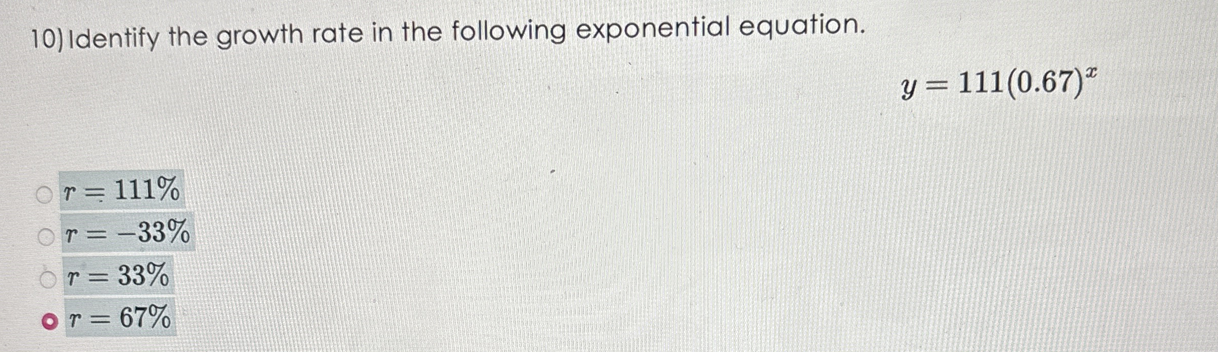 Identify the growth rate in the following