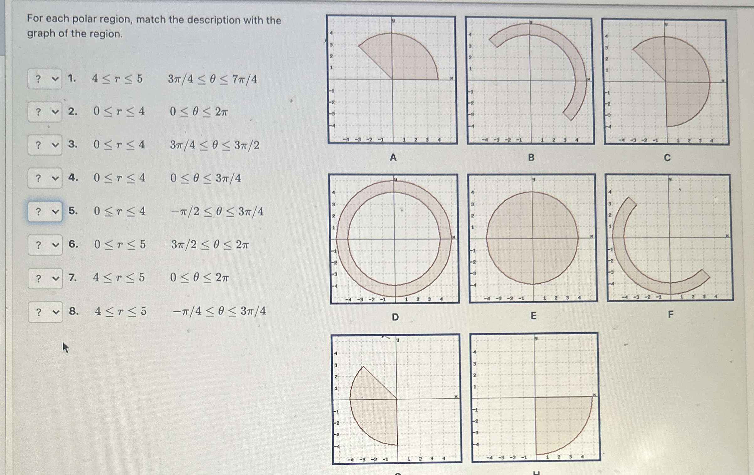 For each polar region, match the description with