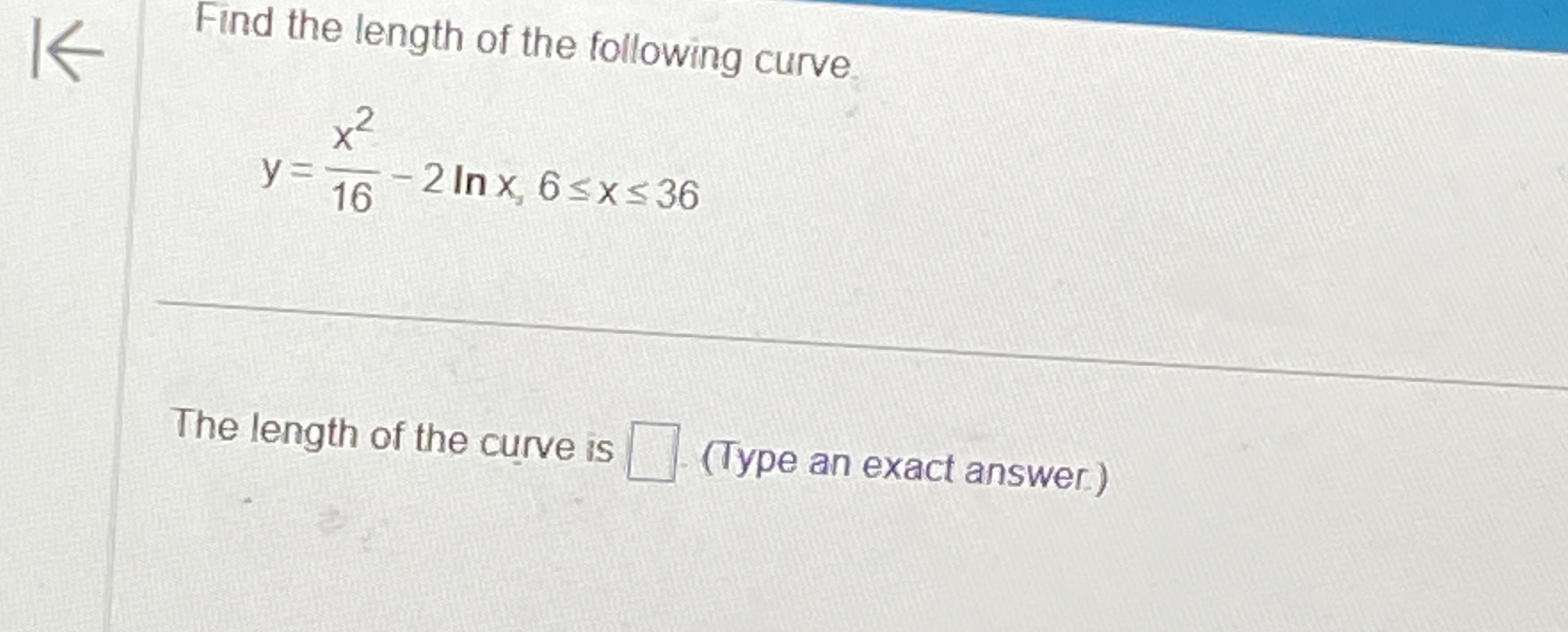 Find the length of the following curve y = x 2 1