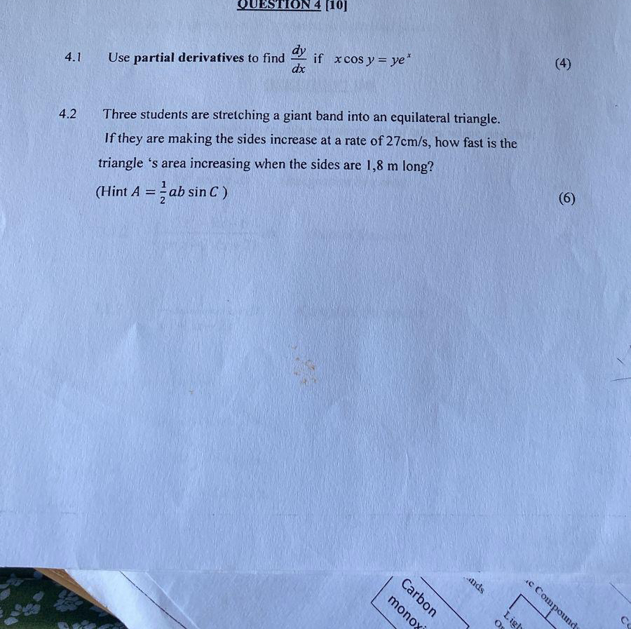 4 . 1 Use partial derivatives to find d y d x if