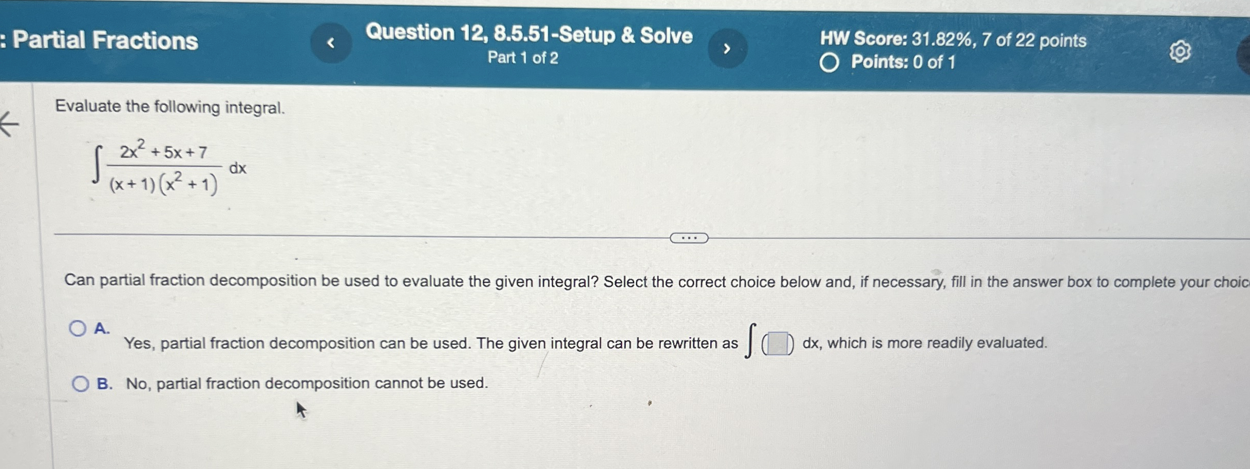 Partial Fractions Question 1 2 , 8 . 5 . 5 1 -