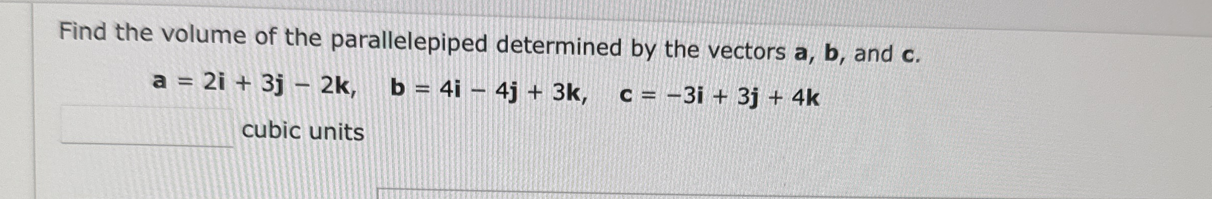 Find the volume of the parallelepiped determined
