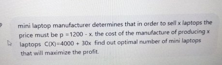 mini laptop manufacturer determines that in order