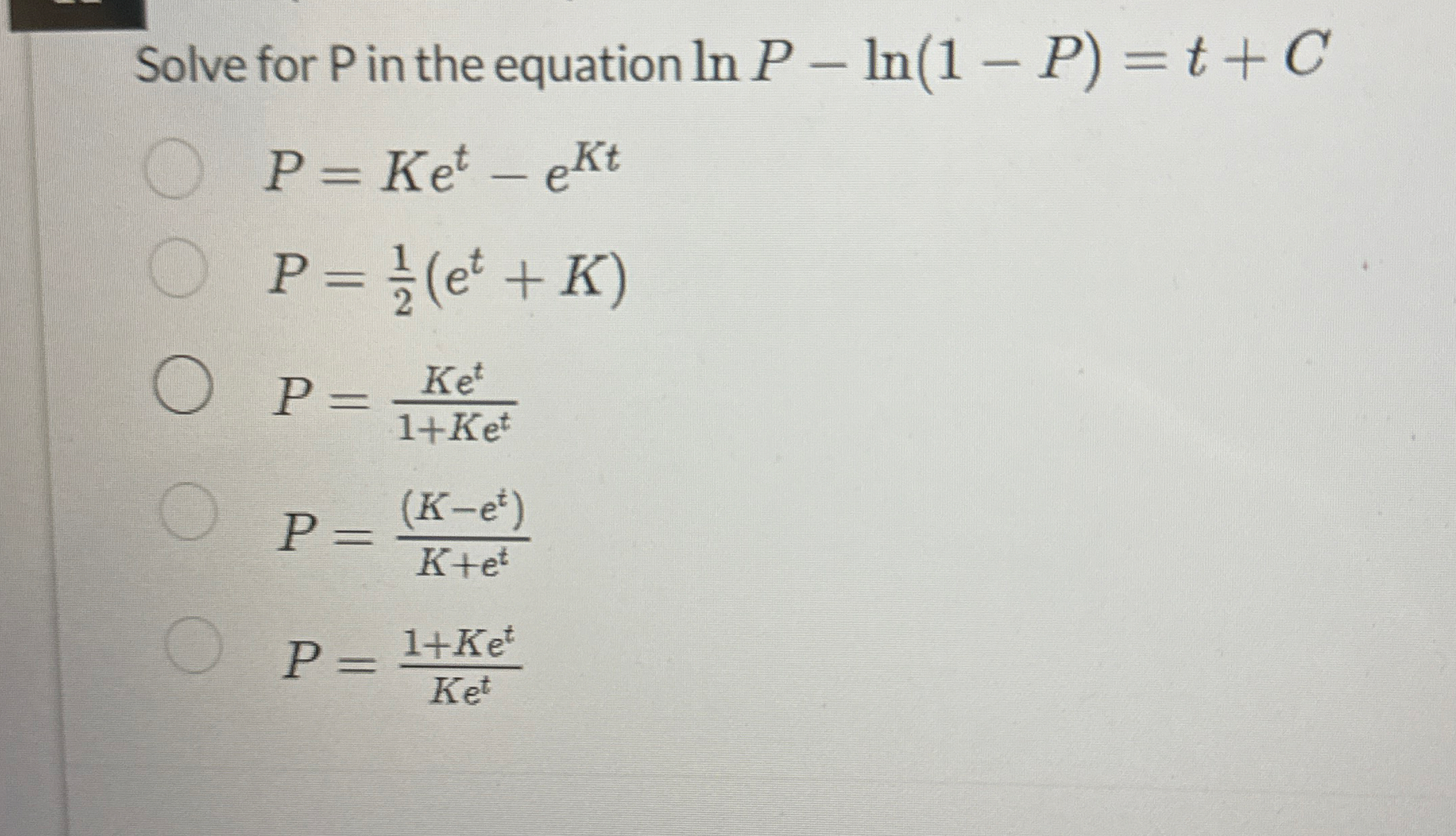 Solve for P in the equation l n P - l n ( 1 - P )