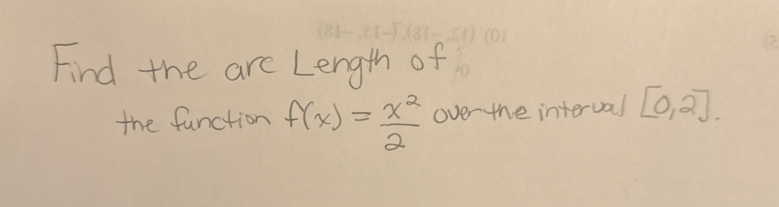 Find the are Length of: the function f ( x ) = x