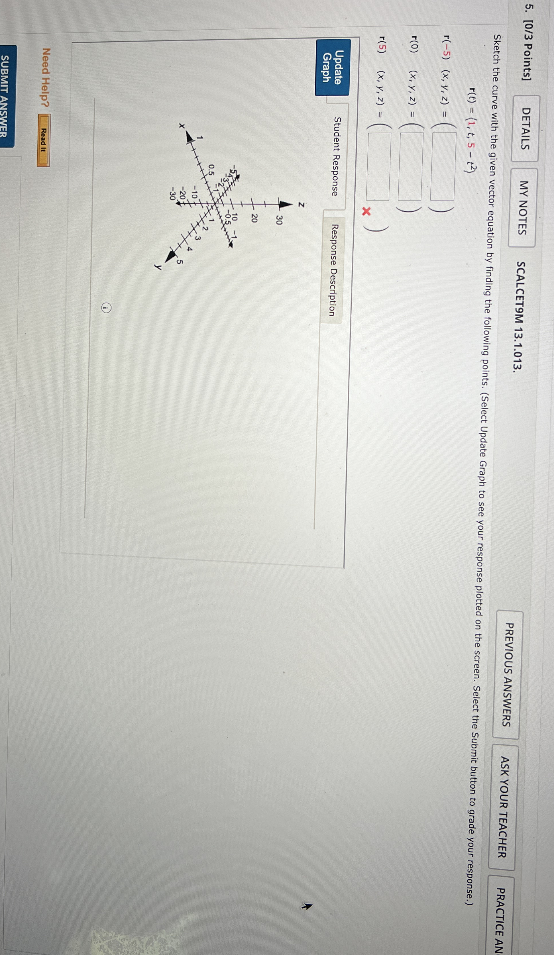 [ 0 / 3 Points ] SCALCET 9 M 1 3 . 1 . 0 1 3 .