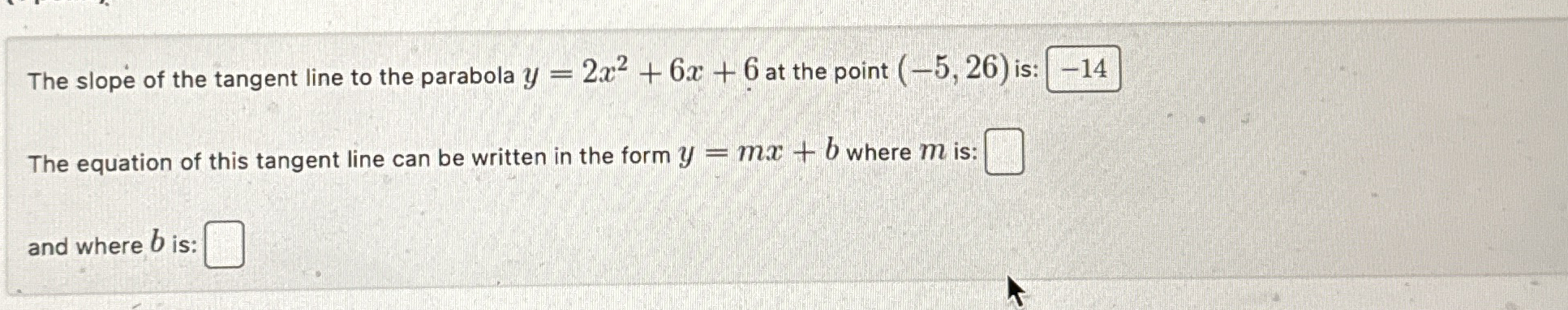 The slope of the tangent line to the parabola y =