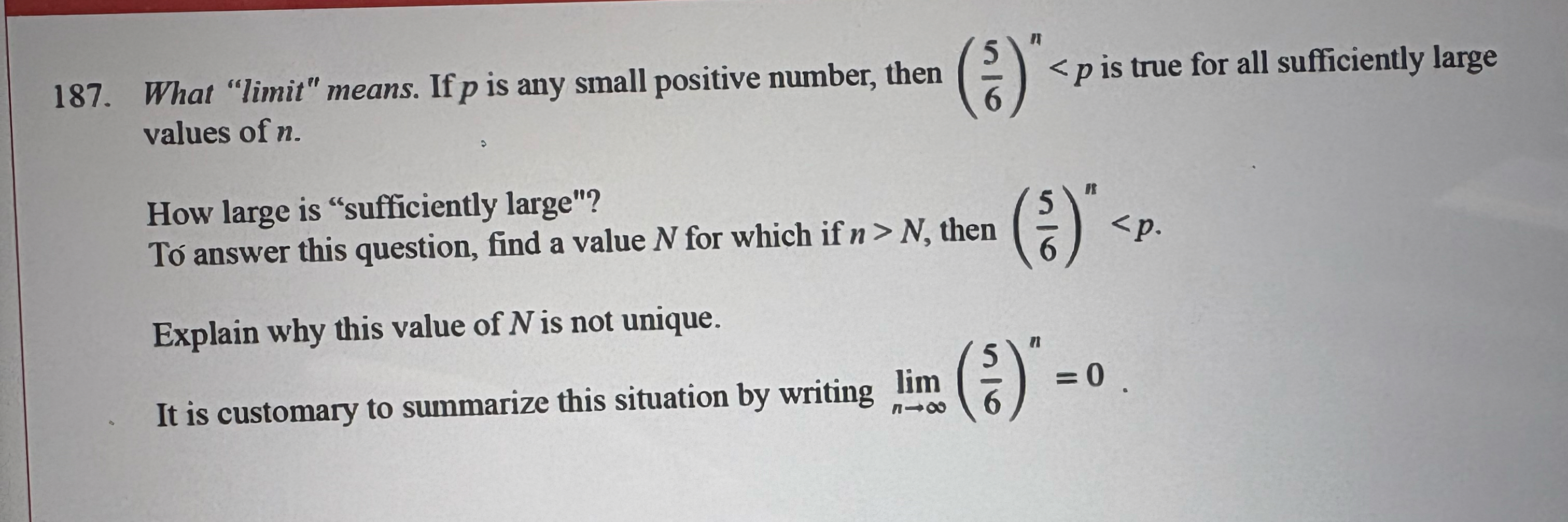 values of n . How large is "sufficiently large"?