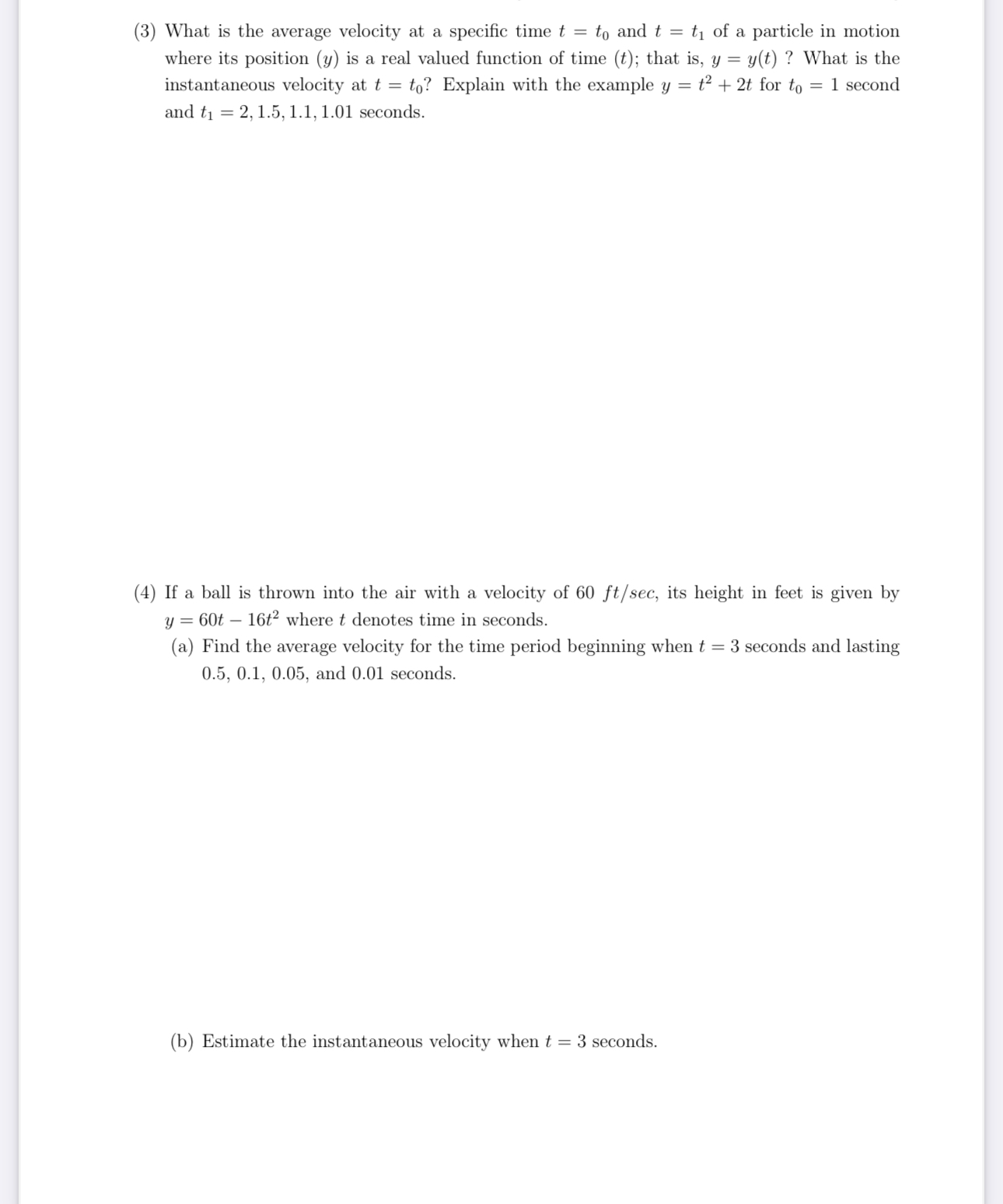 ( 3 ) What is the average velocity at a specific