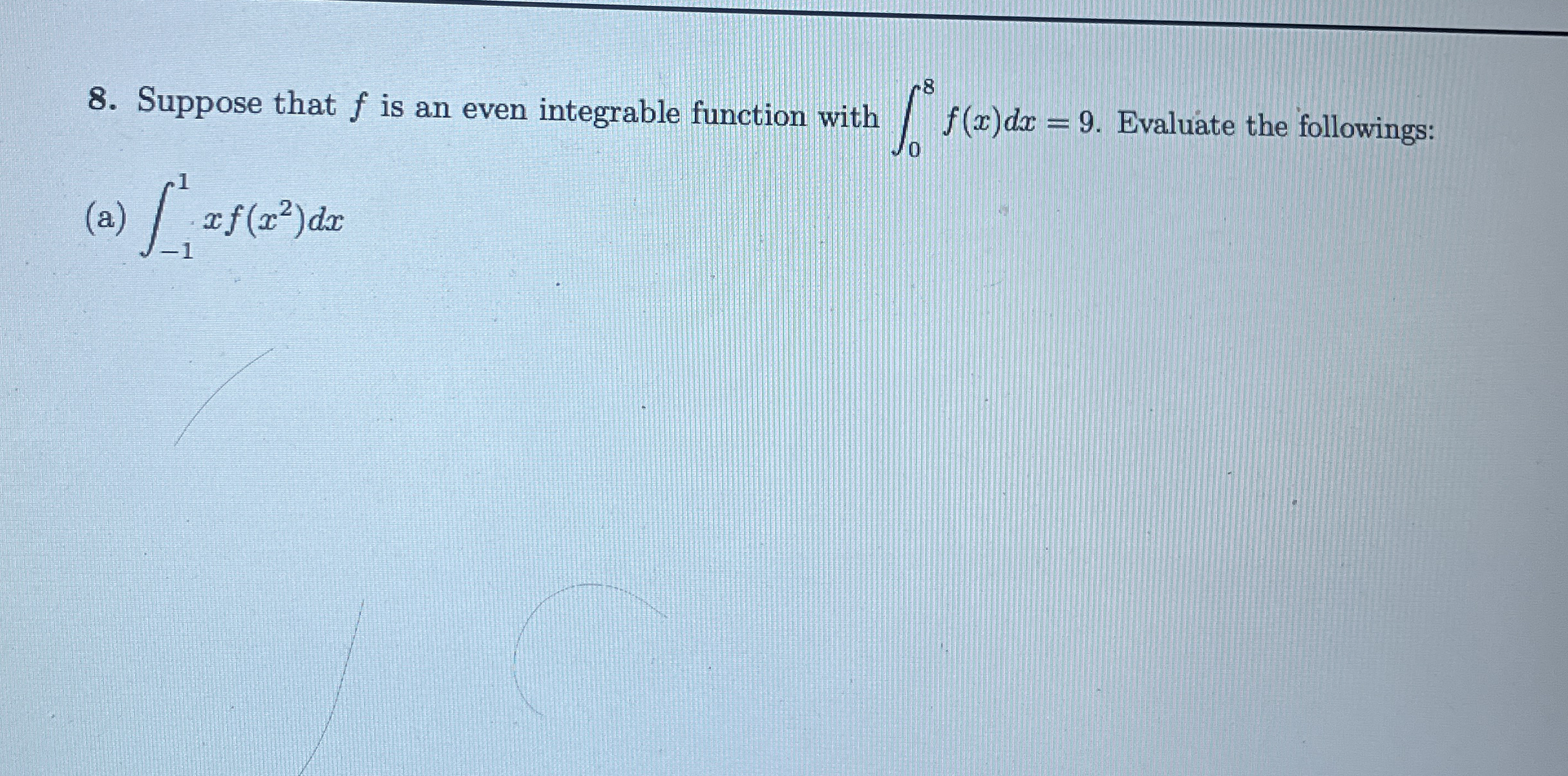 Suppose that f is an even integrable function