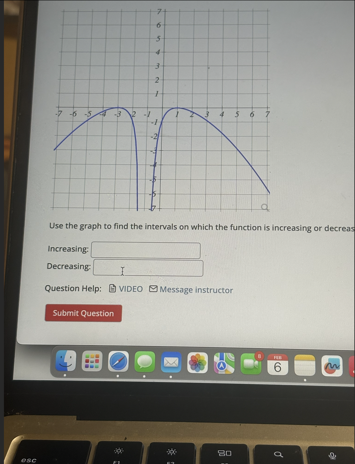 Use the graph to find the intervals on which the