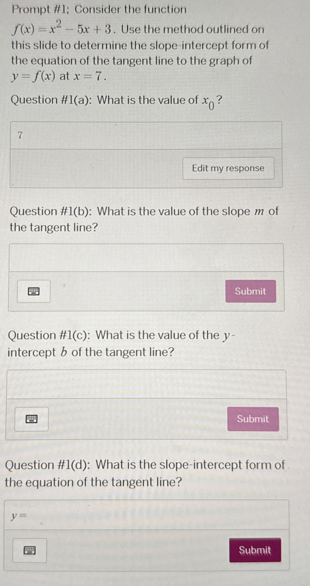 Prompt # 1 ; Consider the function f ( x ) = x 2