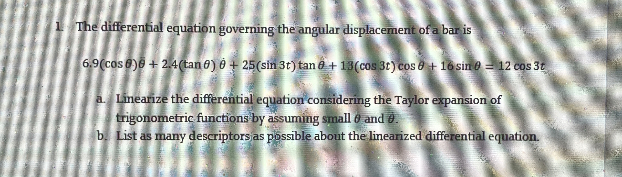 The differential equation governing the angular