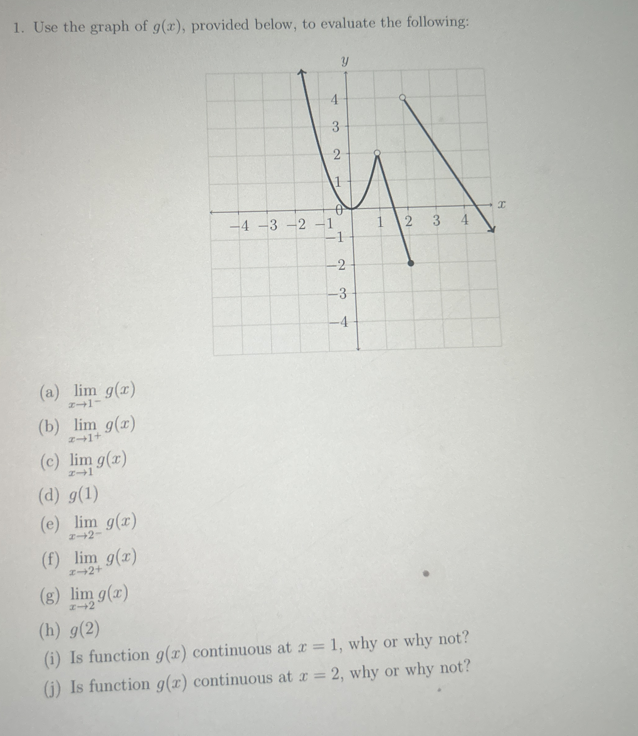 Use the graph of g ( x ) , provided below, to