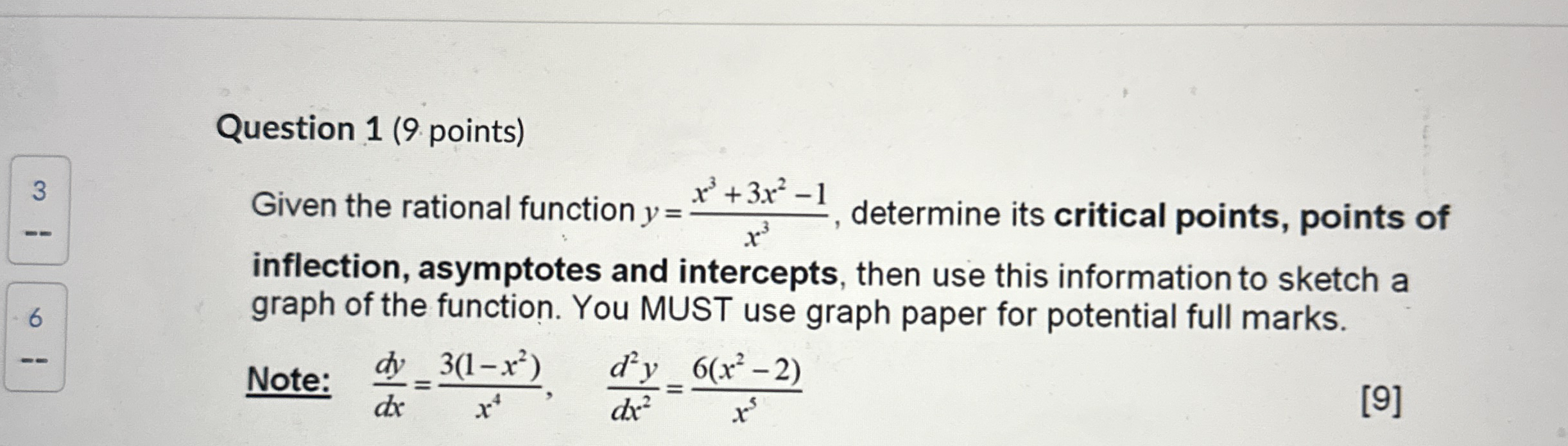 Question 1 ( 9 points ) 3 Given the rational