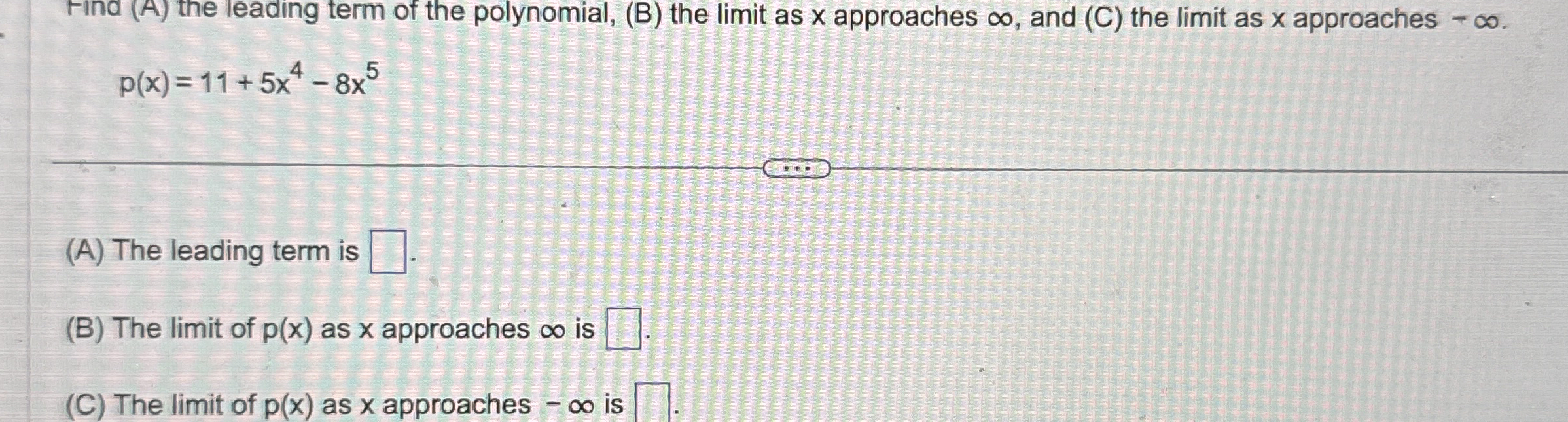 Find ( A ) the leading term of the polynomial, (