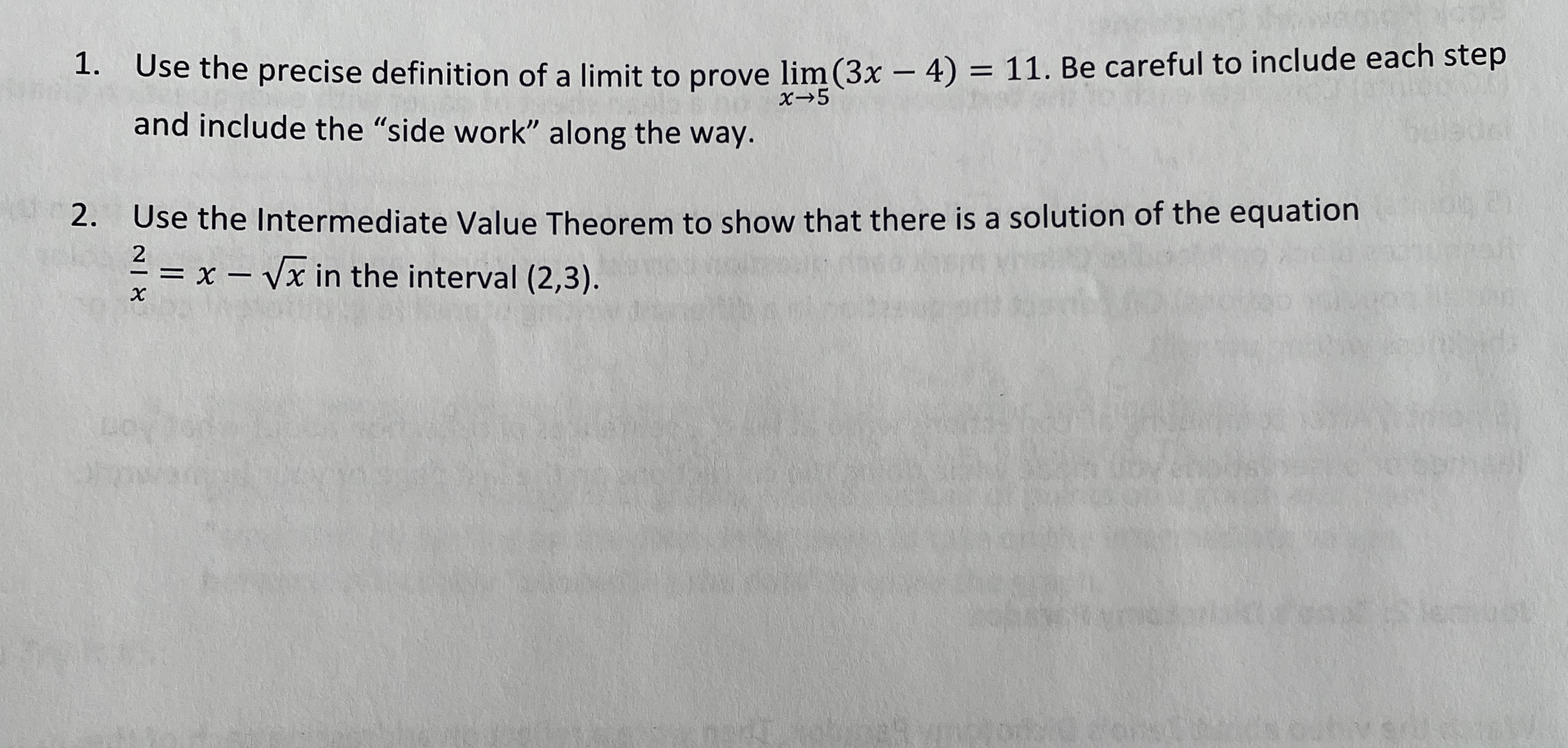 Use the precise definition of a limit to prove