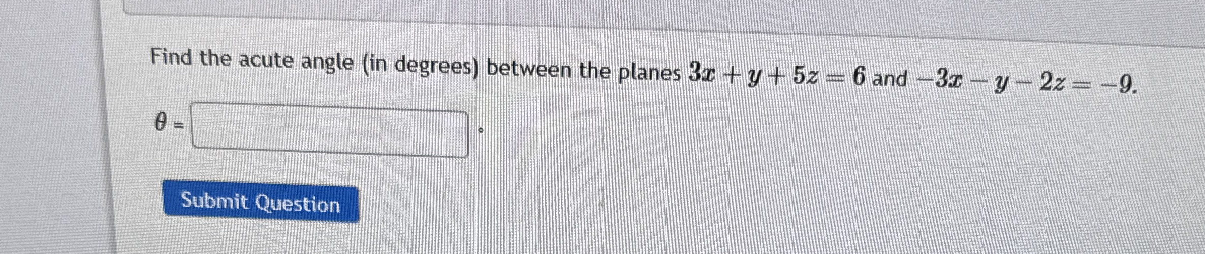 Find the acute angle ( in degrees ) between the