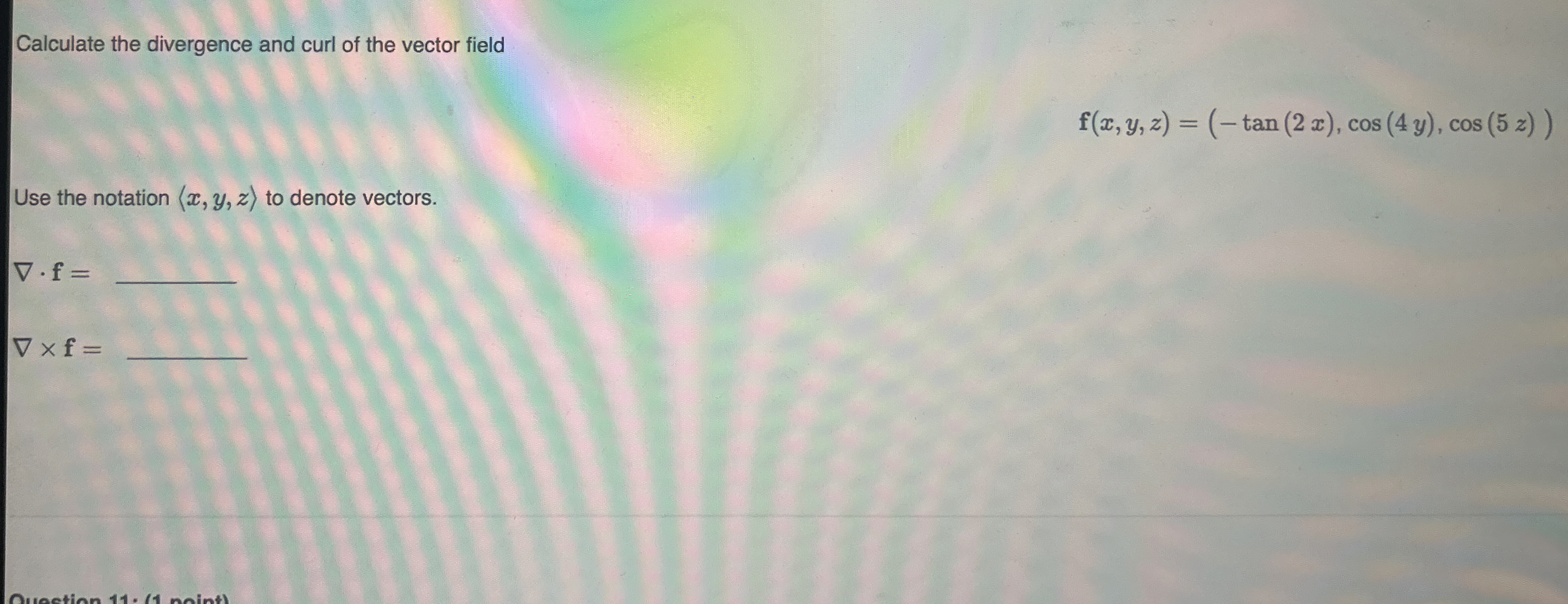 Calculate the divergence and curl of the vector