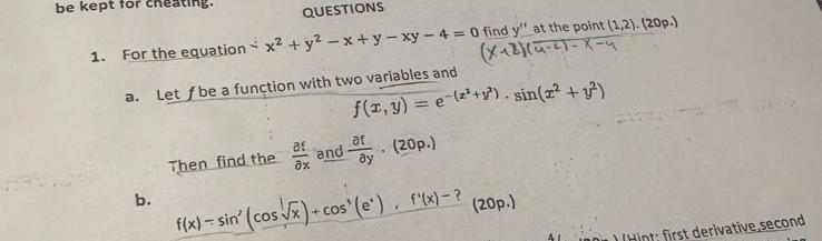 QUESTIONS For the equation x 2 + y 2 - x + y - x