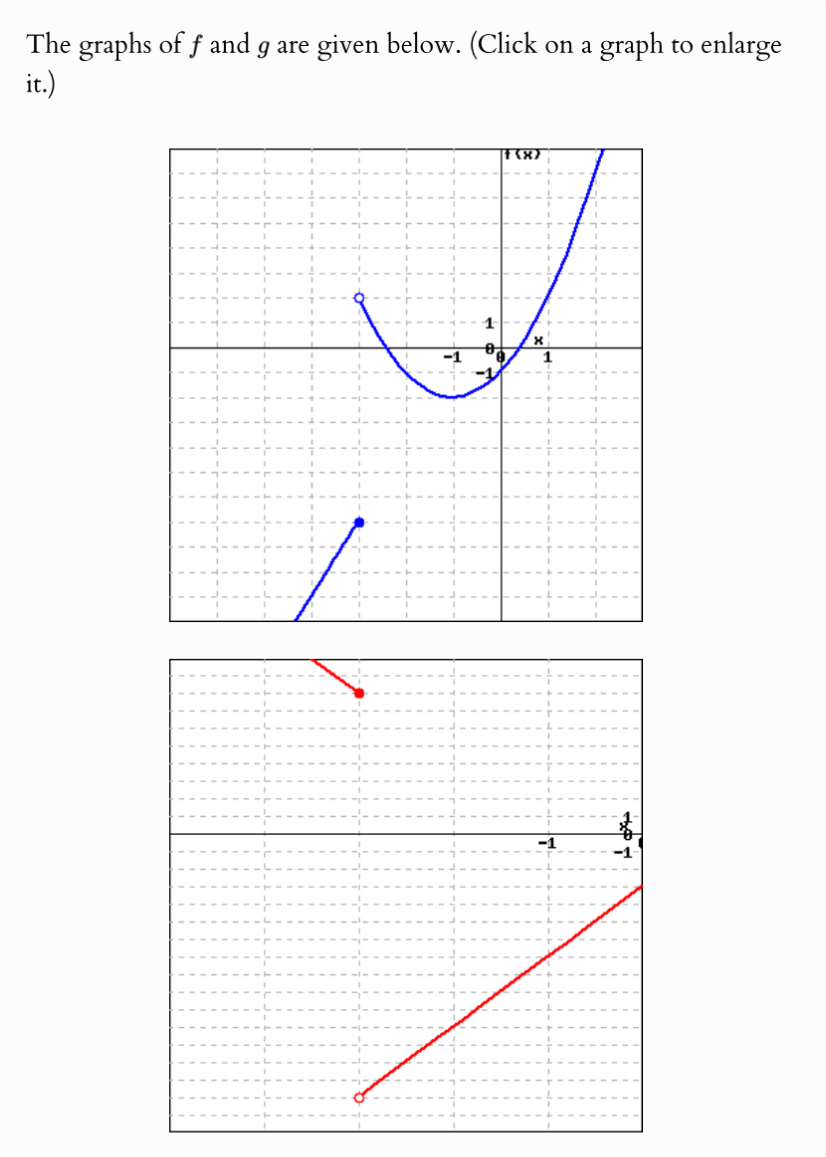 The graphs of f and g are given below. ( Click on