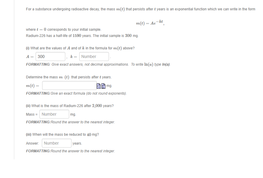 For a substance undergoing radioactive decay, the