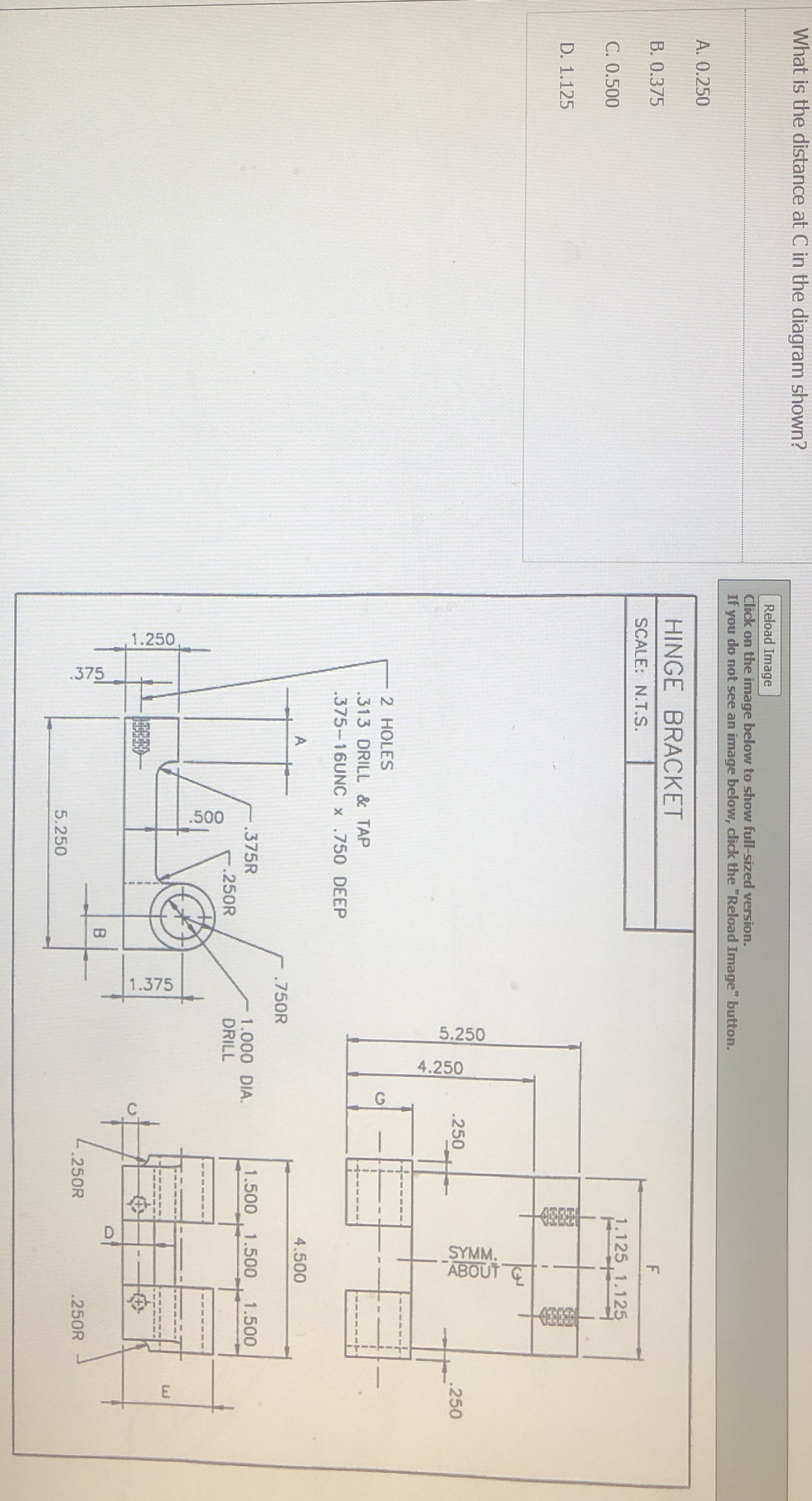 What is the distance at C in the diagram shown? A
