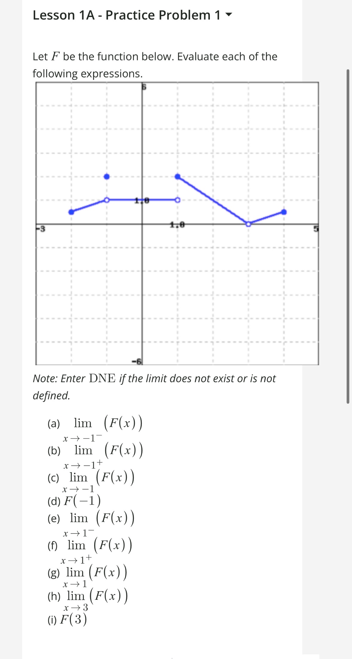 Lesson 1 A - Practice Problem 1 Let F be the