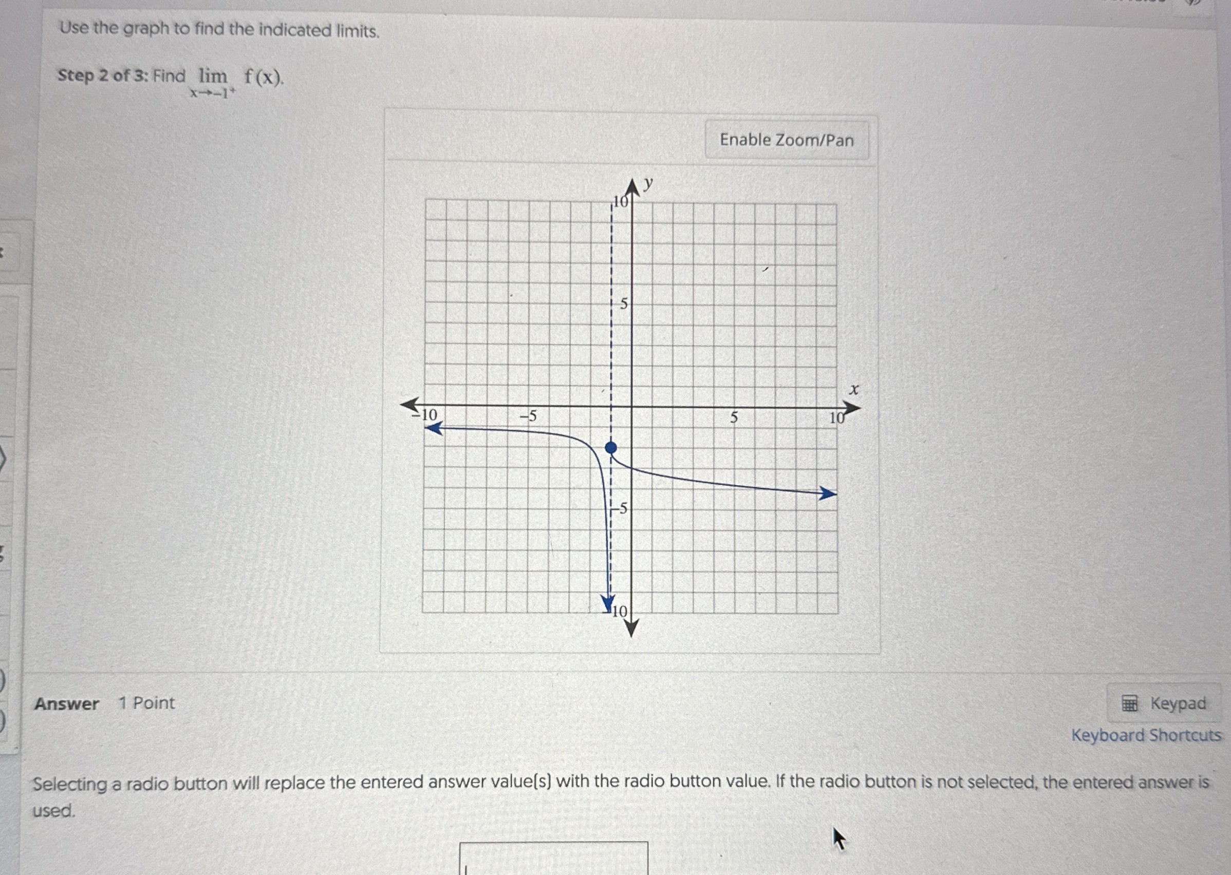 Use the graph to find the indicated limits . Step