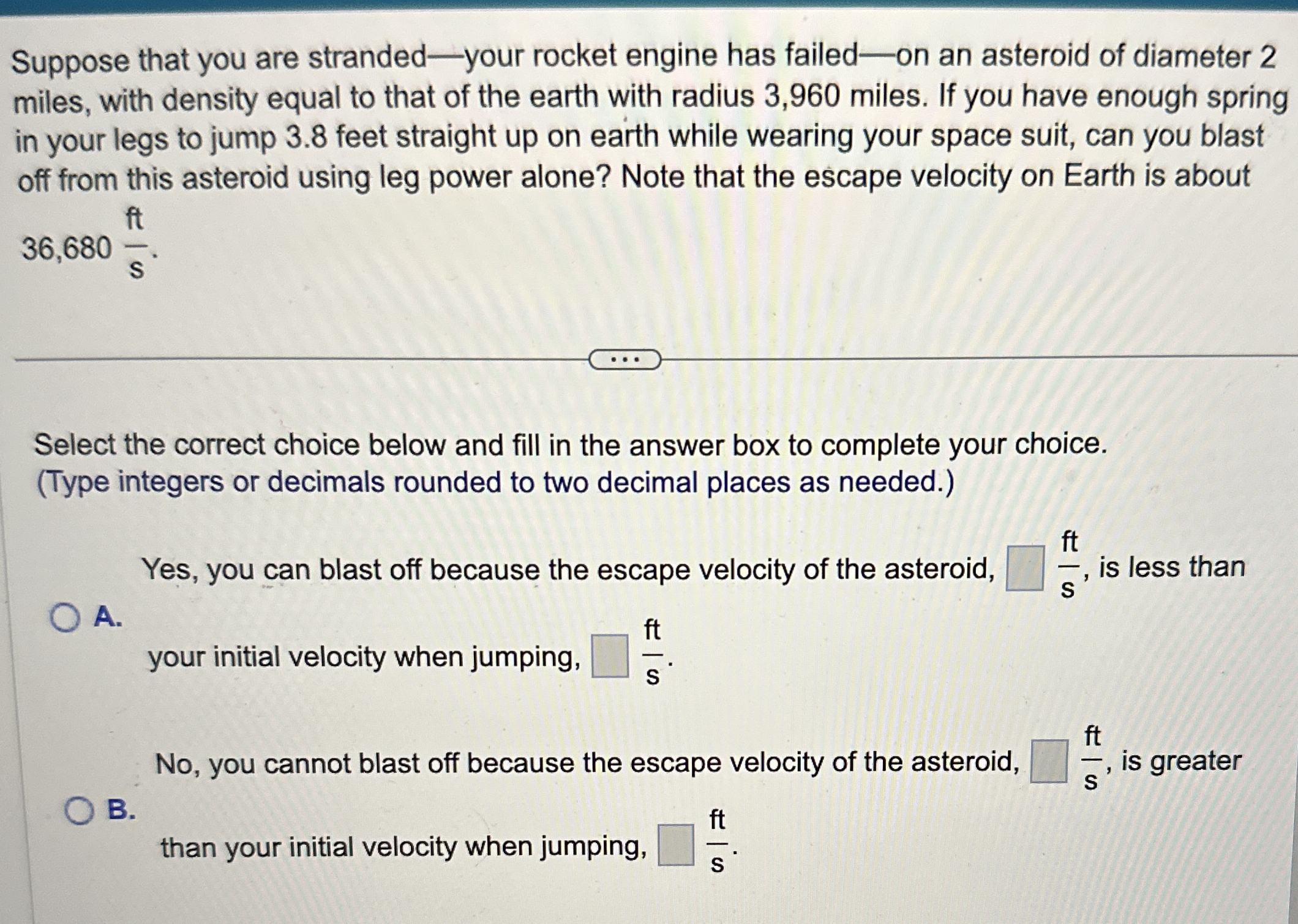 Suppose that you are stranded - your rocket