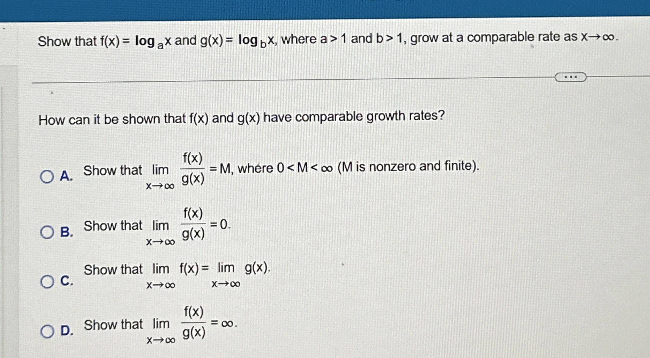 Show that f ( x ) = l o g a x and g ( x ) = l o g