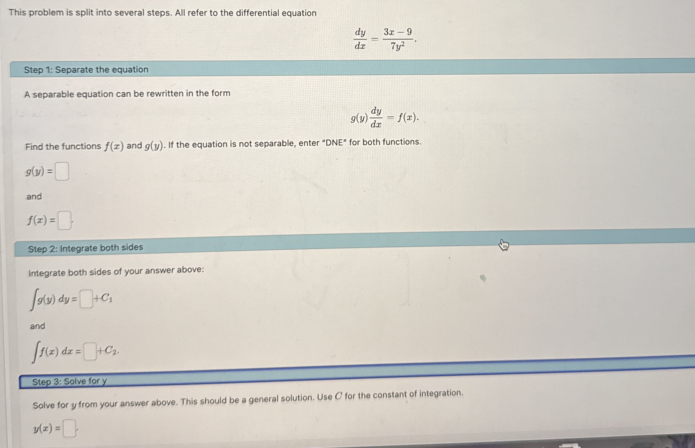 This problem is split into several steps. All