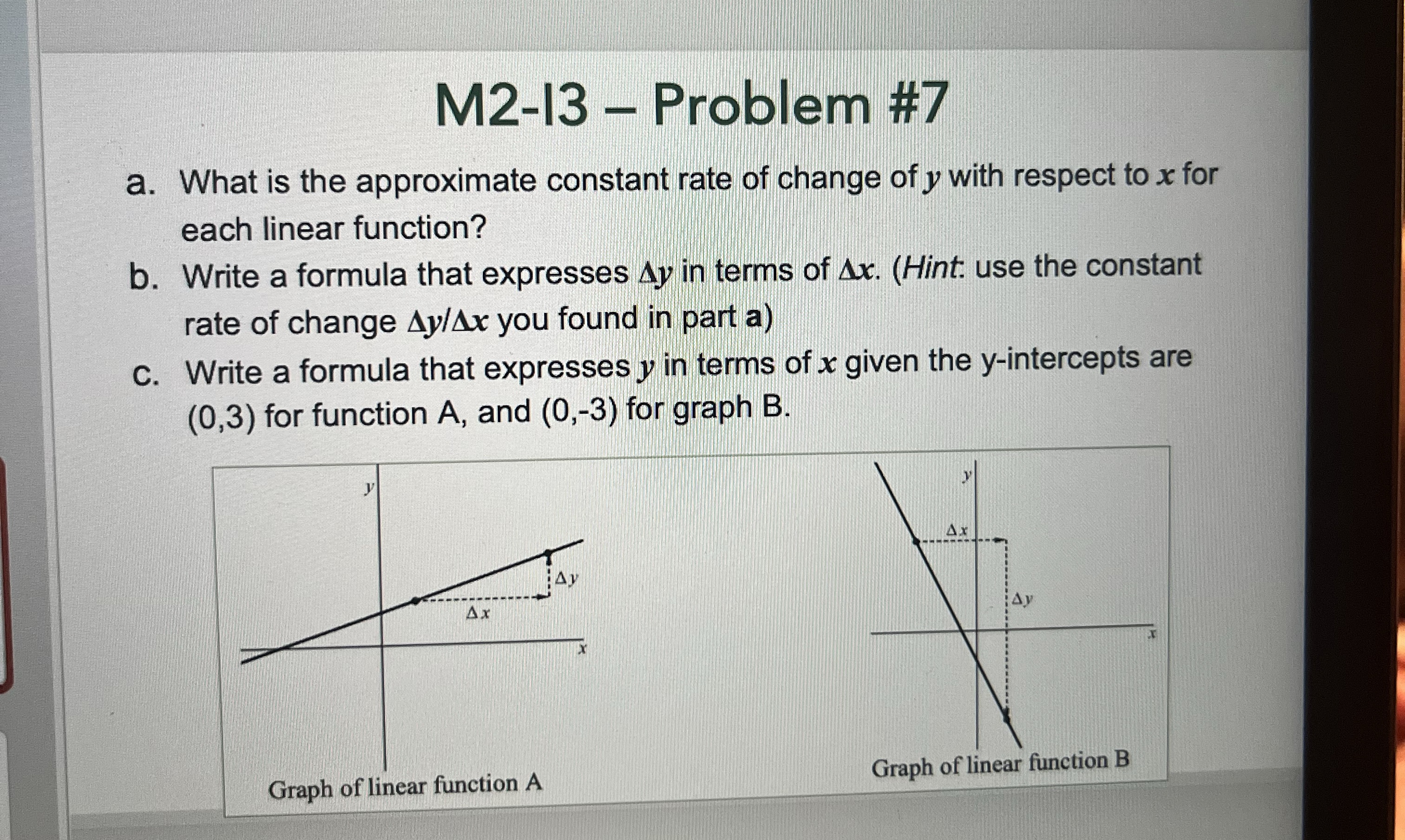 M 2 - I 3 - Problem # 7 a . What is the