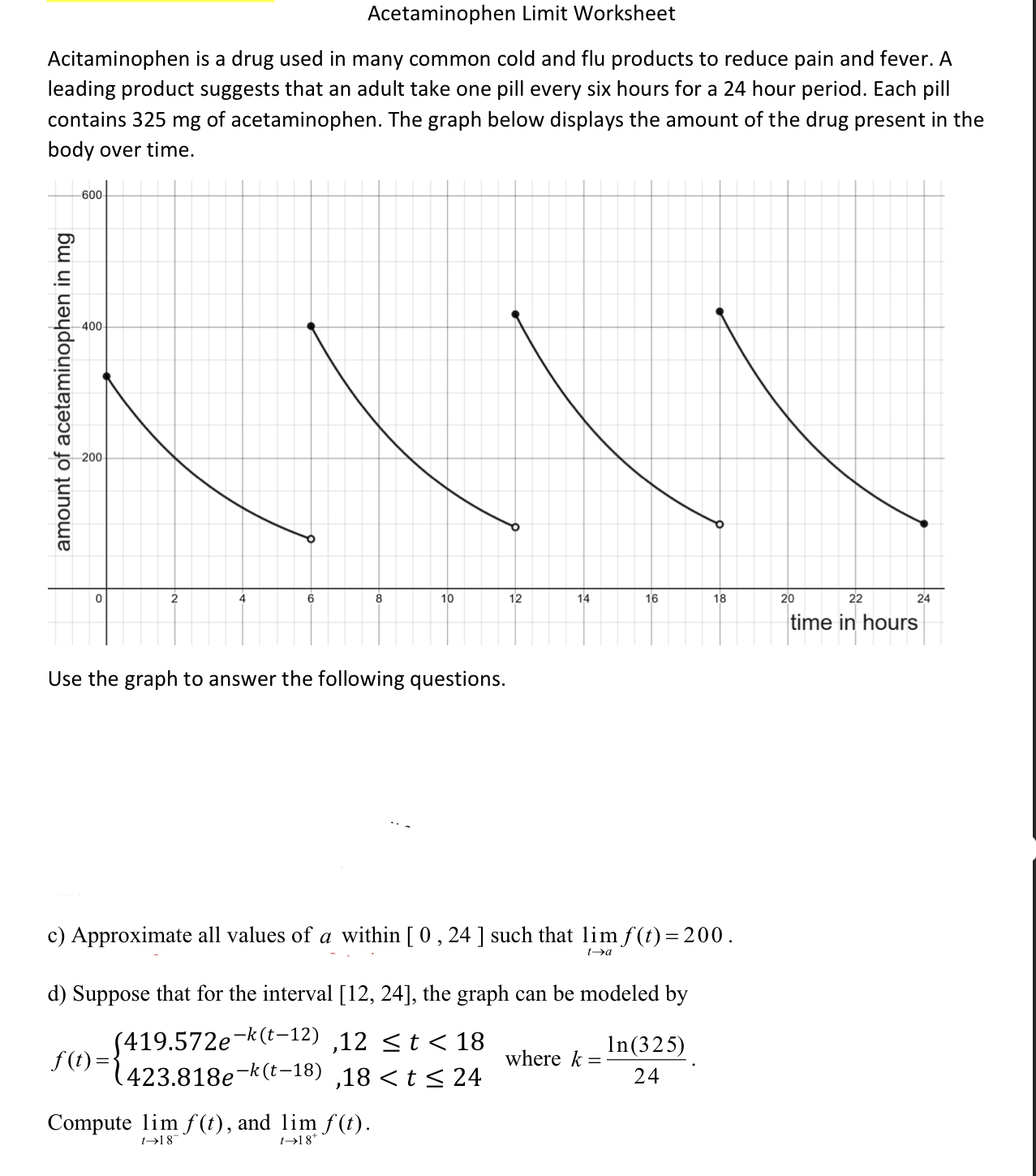 Acetaminophen Limit Worksheet Acitaminophen is a