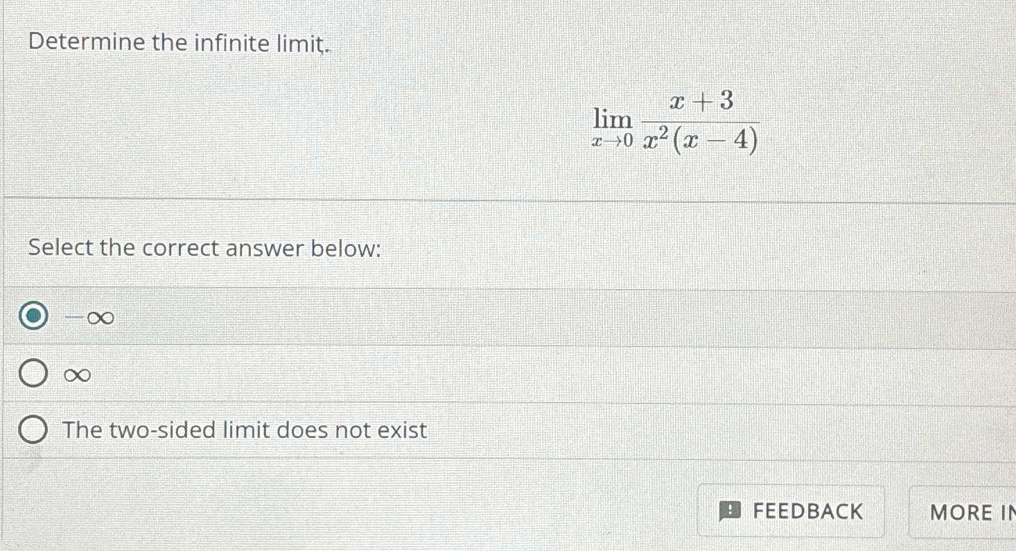 Determine the infinite limit . lim x 0 x + 3 x 2