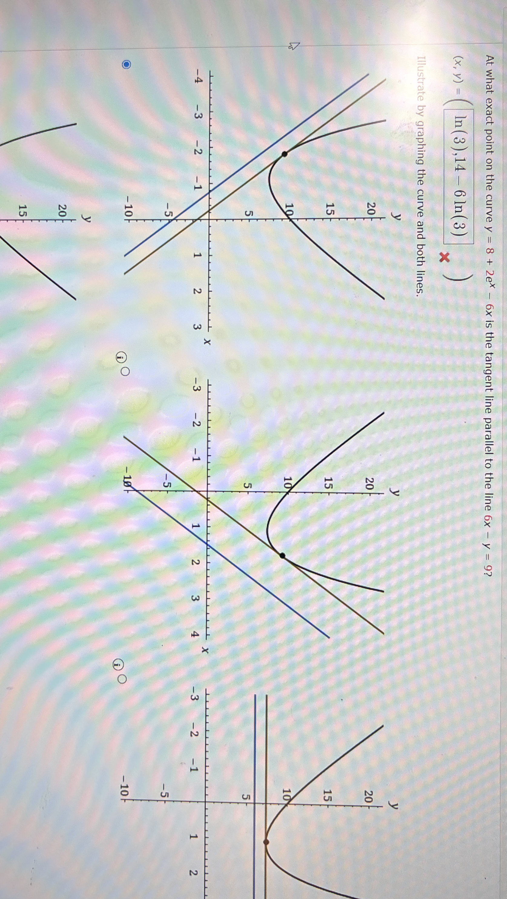 At what exact point on the curve y = 8 2 e x - 6