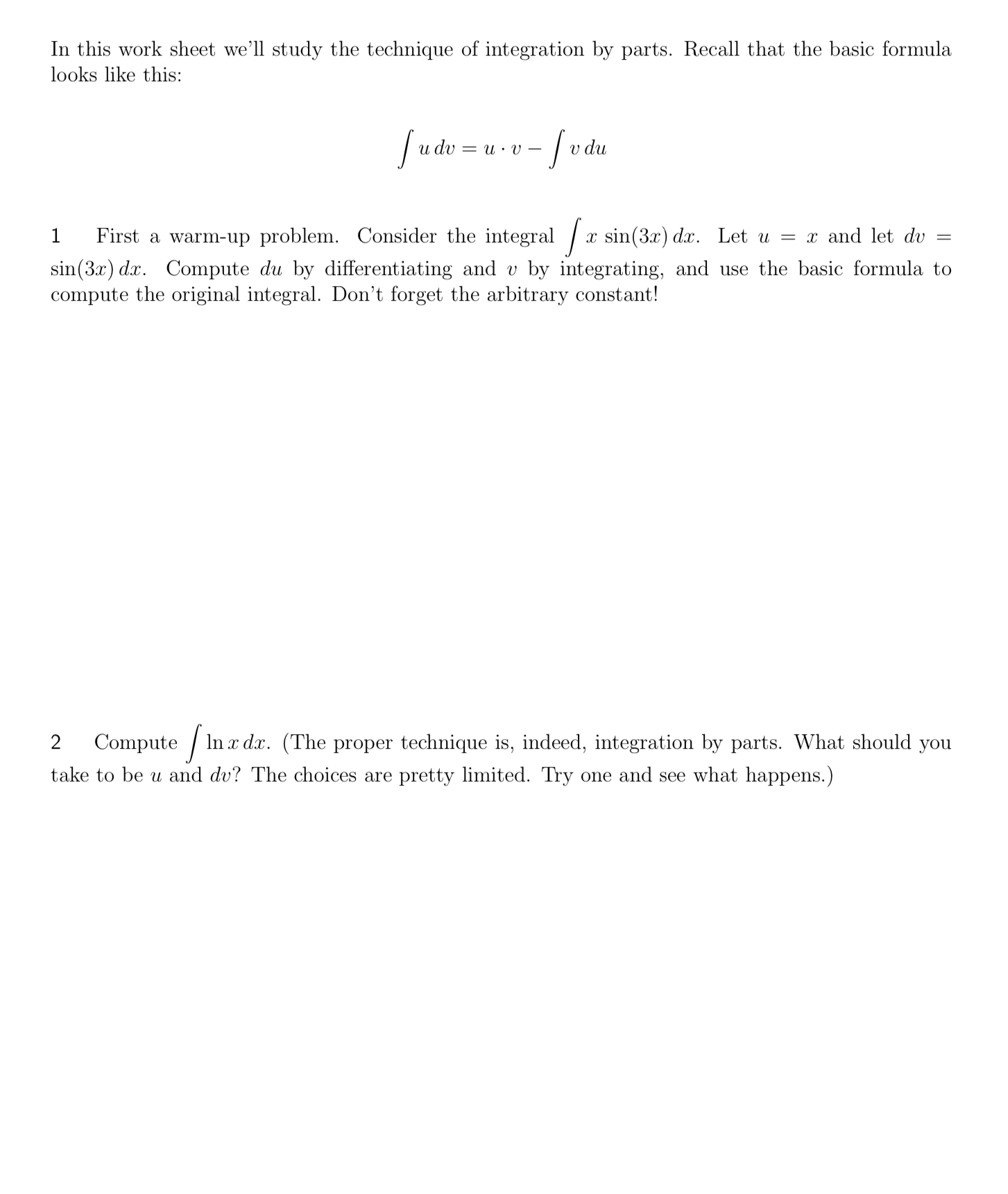 In this work sheet we'll study the technique of