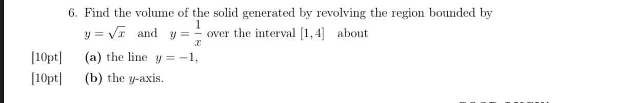 Find the volume of the solid generated by