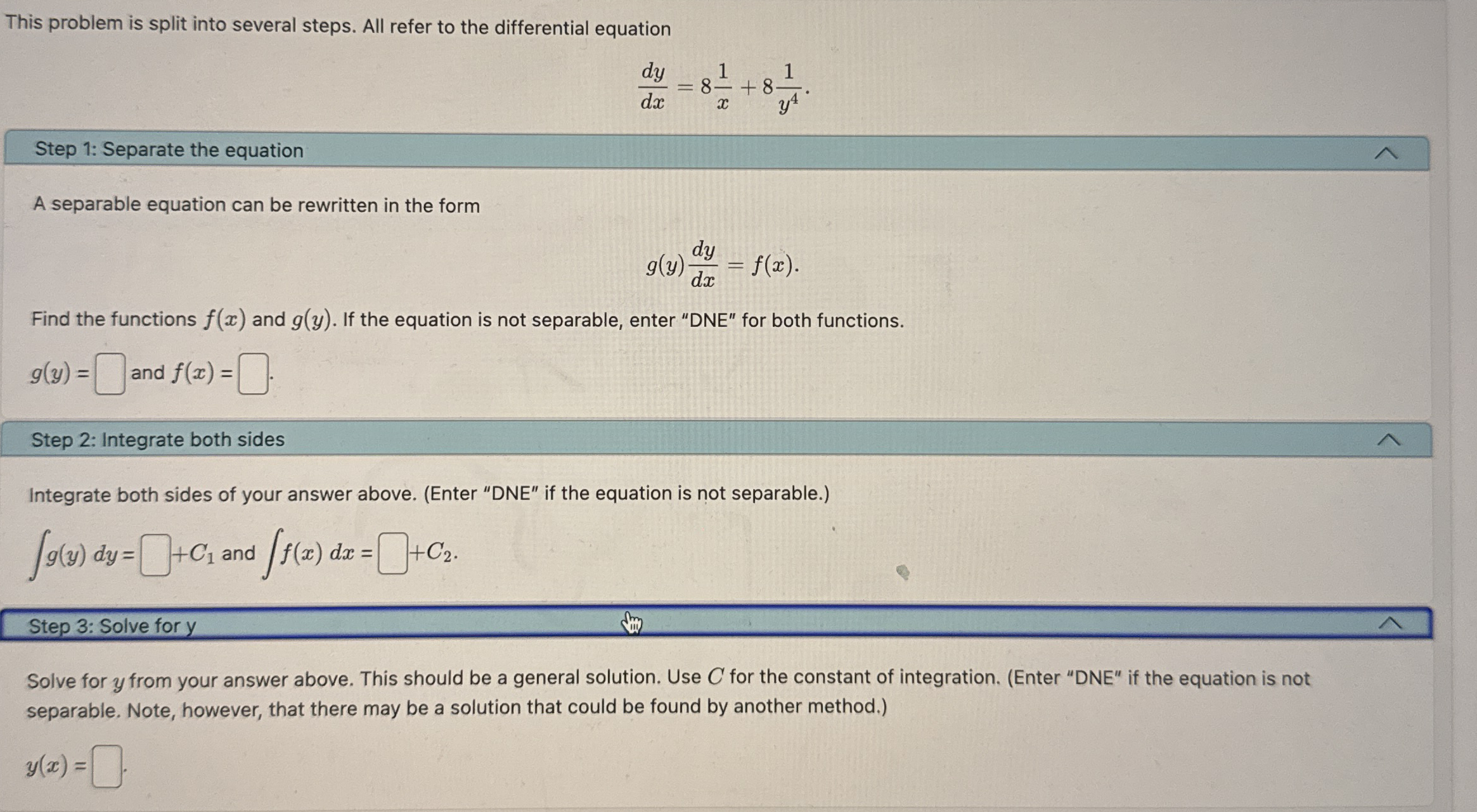 This problem is split into several steps. All
