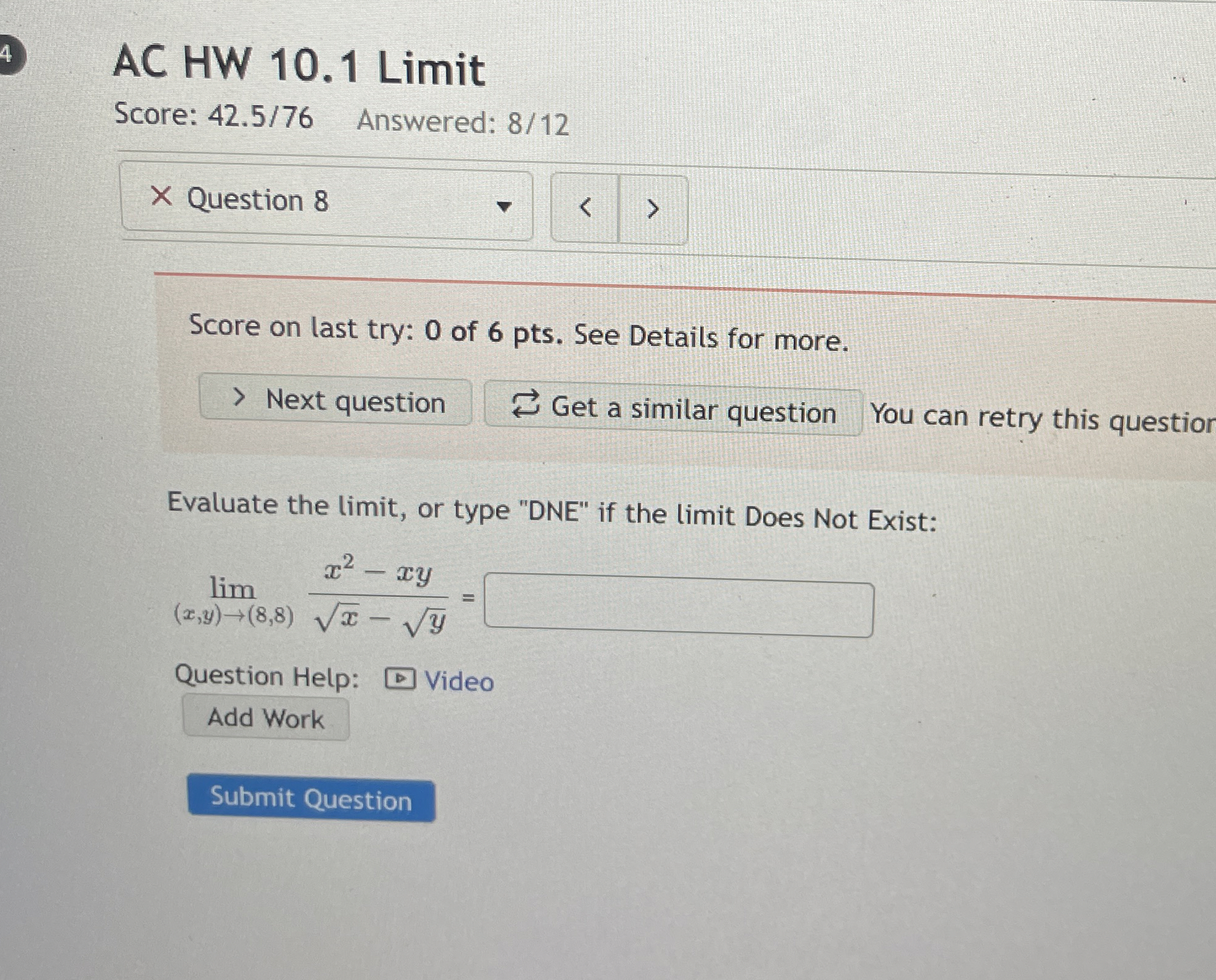 AC HW 1 0 . 1 Limit Score: 4 2 . 5 / 7 6
