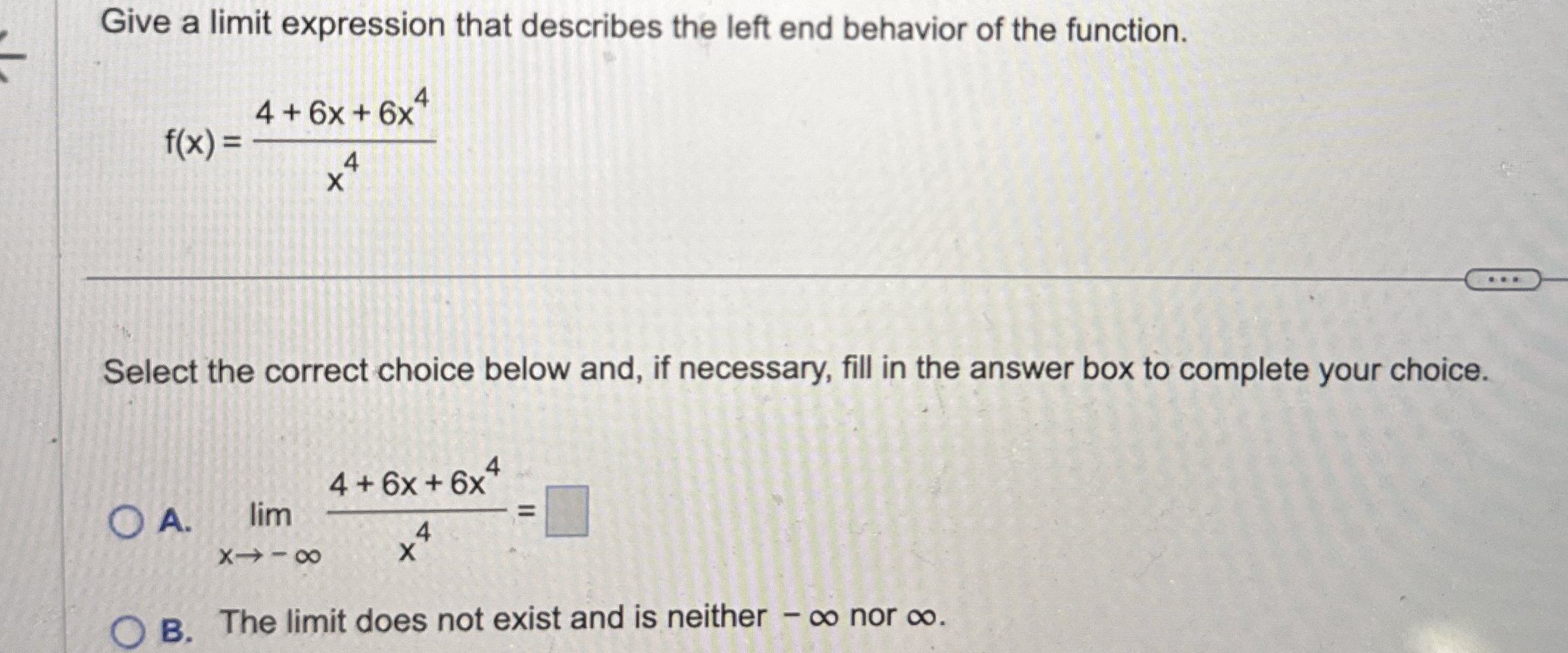 Give a limit expression that describes the left