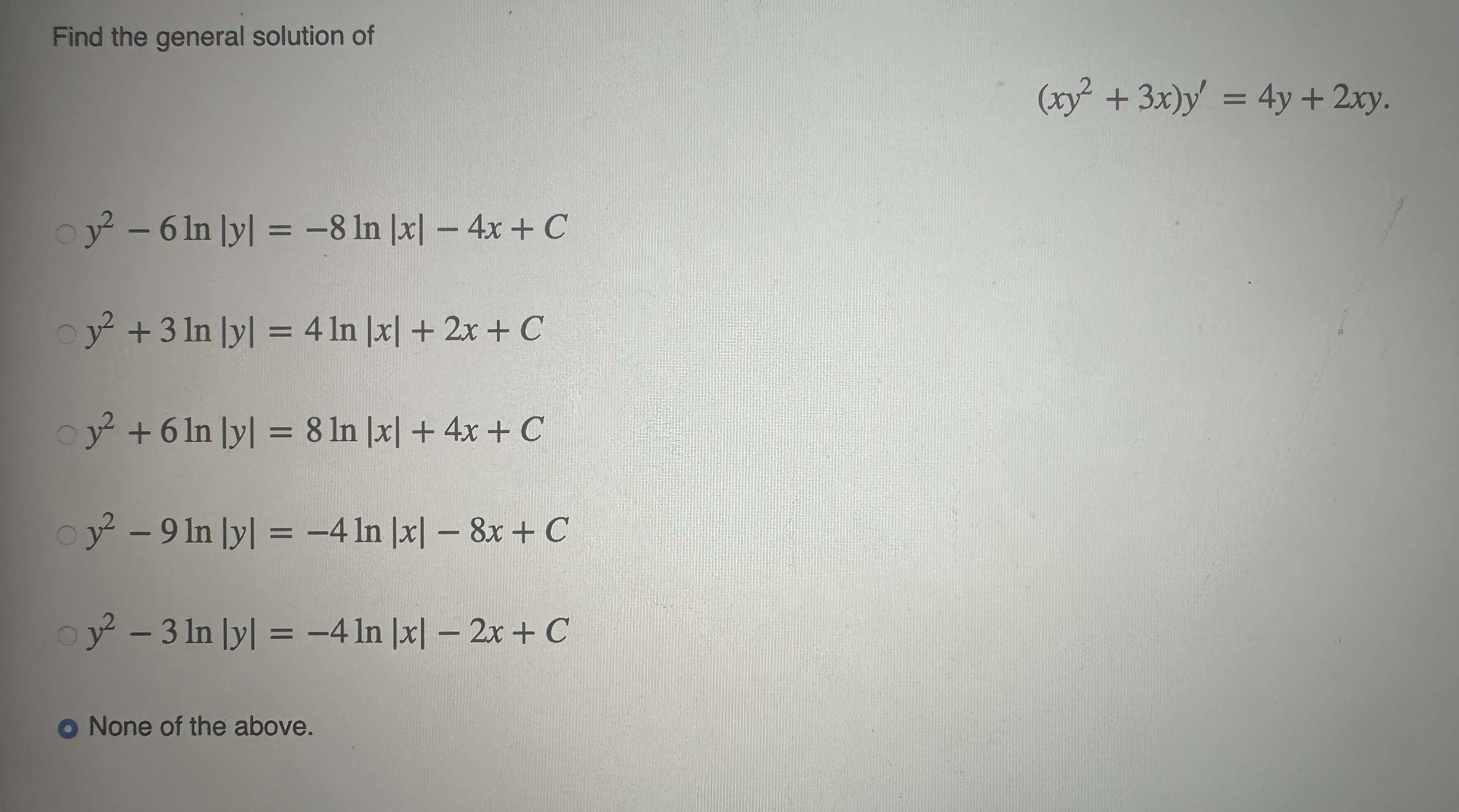 Find the general solution of ( x y 2 + 3 x ) y '