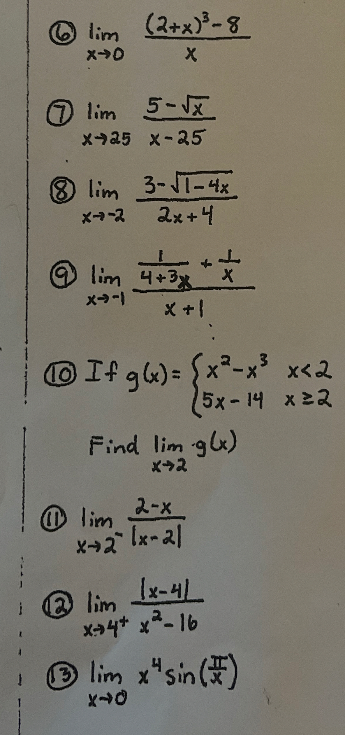 ( 6 ) lim x 0 ( 2 + x ) 3 - 8 x ( 7 ) lim x 2 5 5