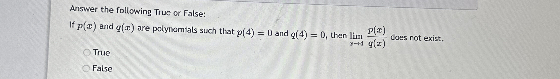 Answer the following True or False: If p ( x )