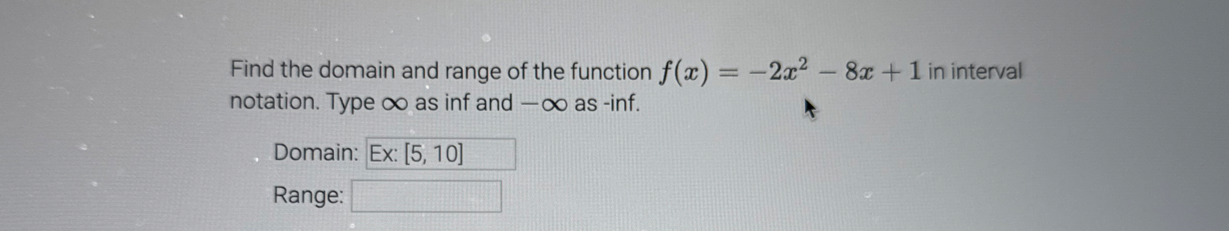 Find the domain and range of the function f ( x )