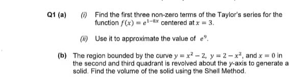 Q 1 ( a ) ( i ) Find the first three non - zero
