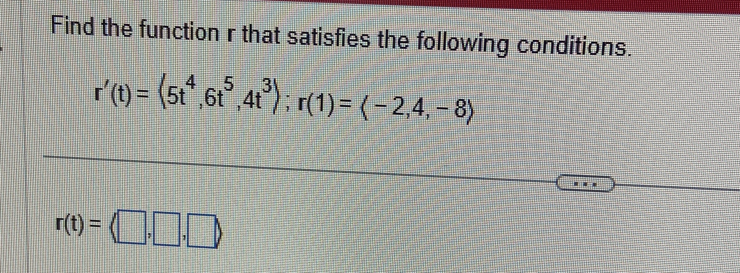 Find the function r that satisfies the following