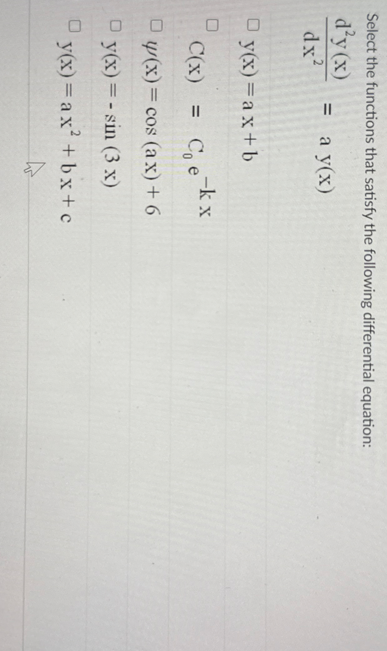 Select the functions that satisfy the following
