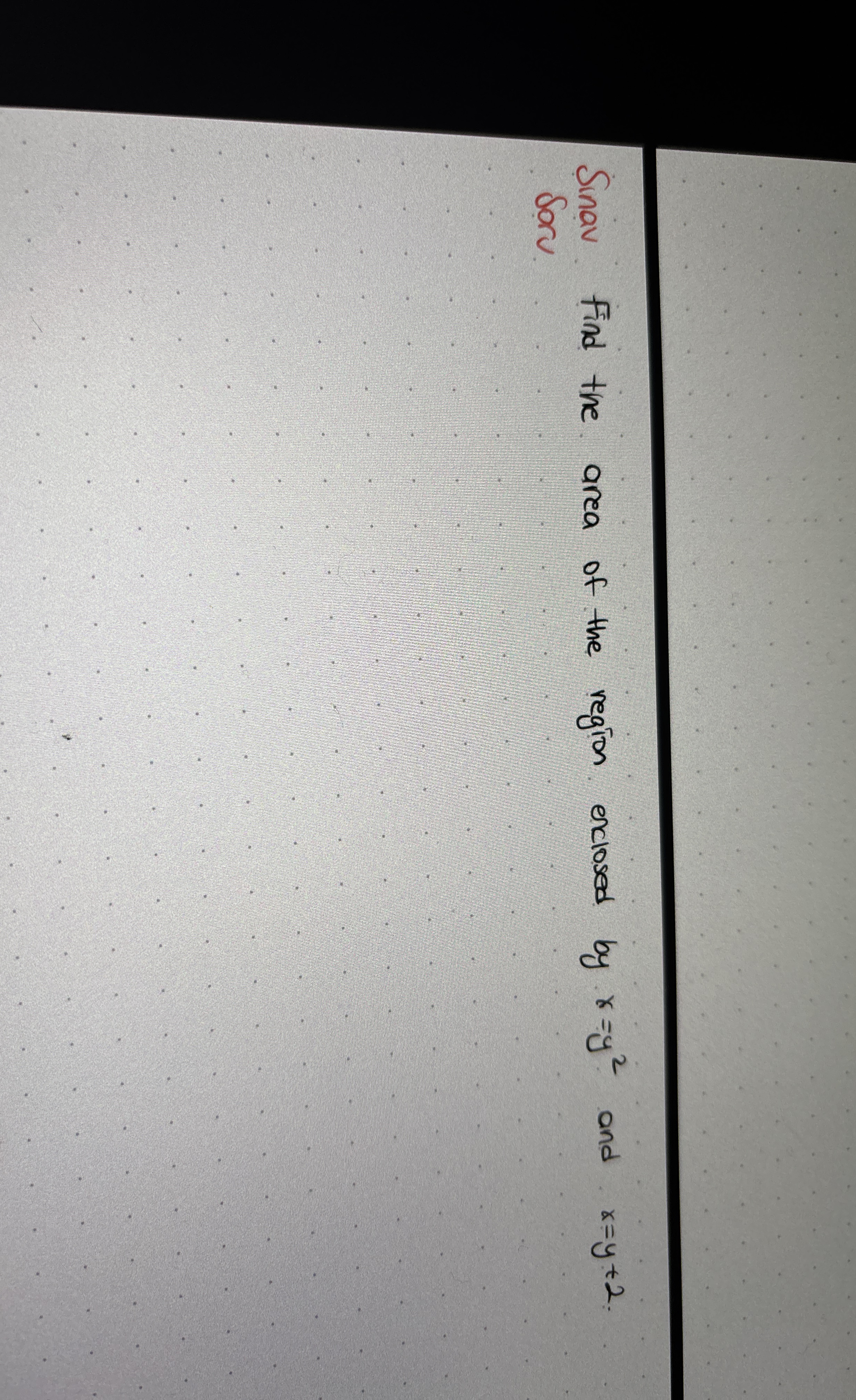 Sinav Find the area of the region enclosed by x =