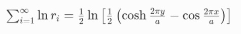 i = 1 l n r i = 1 2 l n [ 1 2 ( c o s h ( 2 y a )